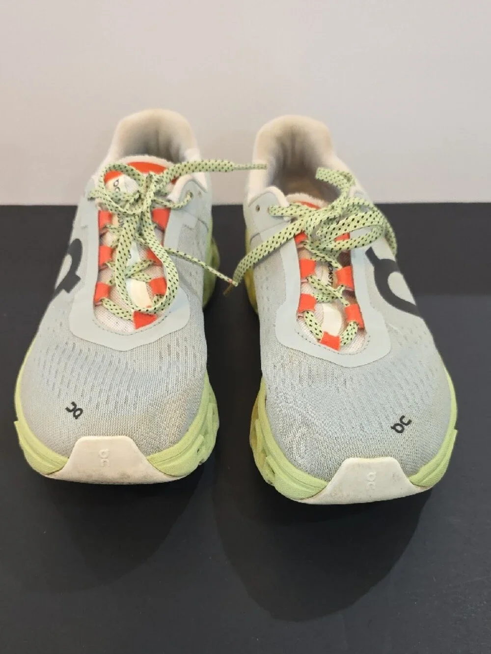 On Running CloudMonster Women’s Gray Sneakers with Lime & Coral Size 9.5